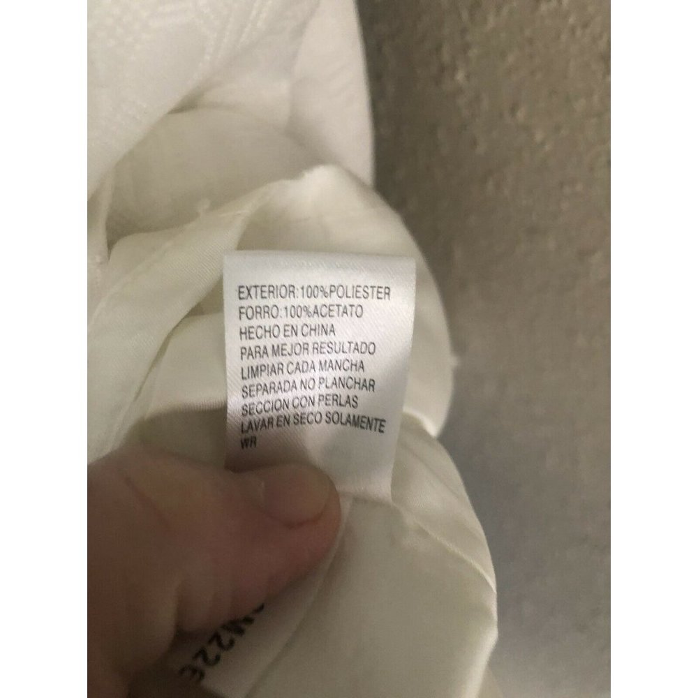 Antonio Melani Women's Size 10 Ivory Sheath Lined Dress Lattice Beaded Neckline - Picture 12 of 12